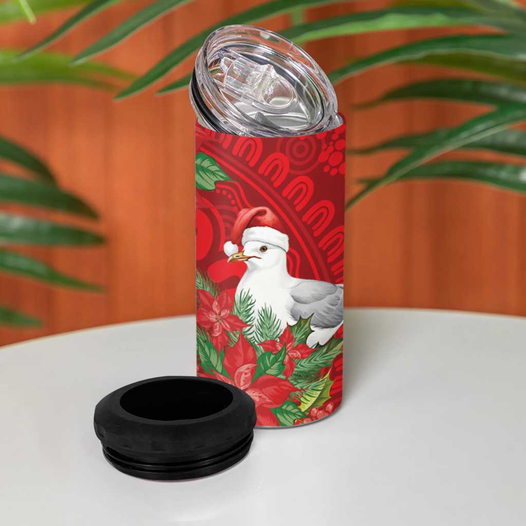 Australian Silver Gull 4 in 1 Can Cooler Tumbler Aboriginal Inspired Christmas - Aussie Hoodie
