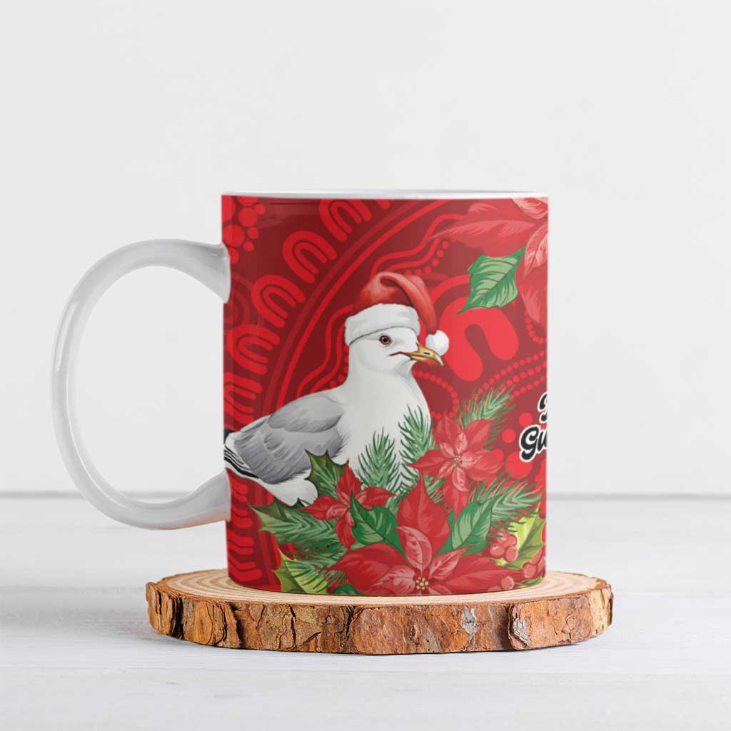 Australian Silver Gull Ceramic Mug Aboriginal Inspired Christmas - Aussie Hoodie