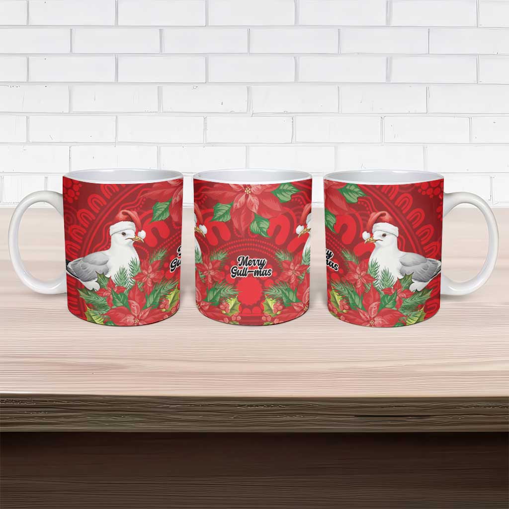 Australian Silver Gull Ceramic Mug Aboriginal Inspired Christmas - Aussie Hoodie