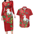 Australian Silver Gull Couples Matching Long Sleeve Bodycon Dress and Hawaiian Shirt Aboriginal Inspired Christmas - Aussie Hoodie