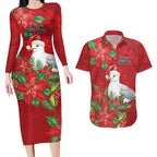 Australian Silver Gull Couples Matching Long Sleeve Bodycon Dress and Hawaiian Shirt Aboriginal Inspired Christmas - Aussie Hoodie