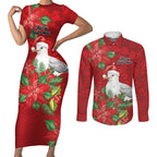 Australian Silver Gull Couples Matching Short Sleeve Bodycon Dress and Long Sleeve Button Shirt Aboriginal Inspired Christmas - Aussie Hoodie