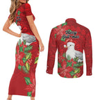 Australian Silver Gull Couples Matching Short Sleeve Bodycon Dress and Long Sleeve Button Shirt Aboriginal Inspired Christmas - Aussie Hoodie