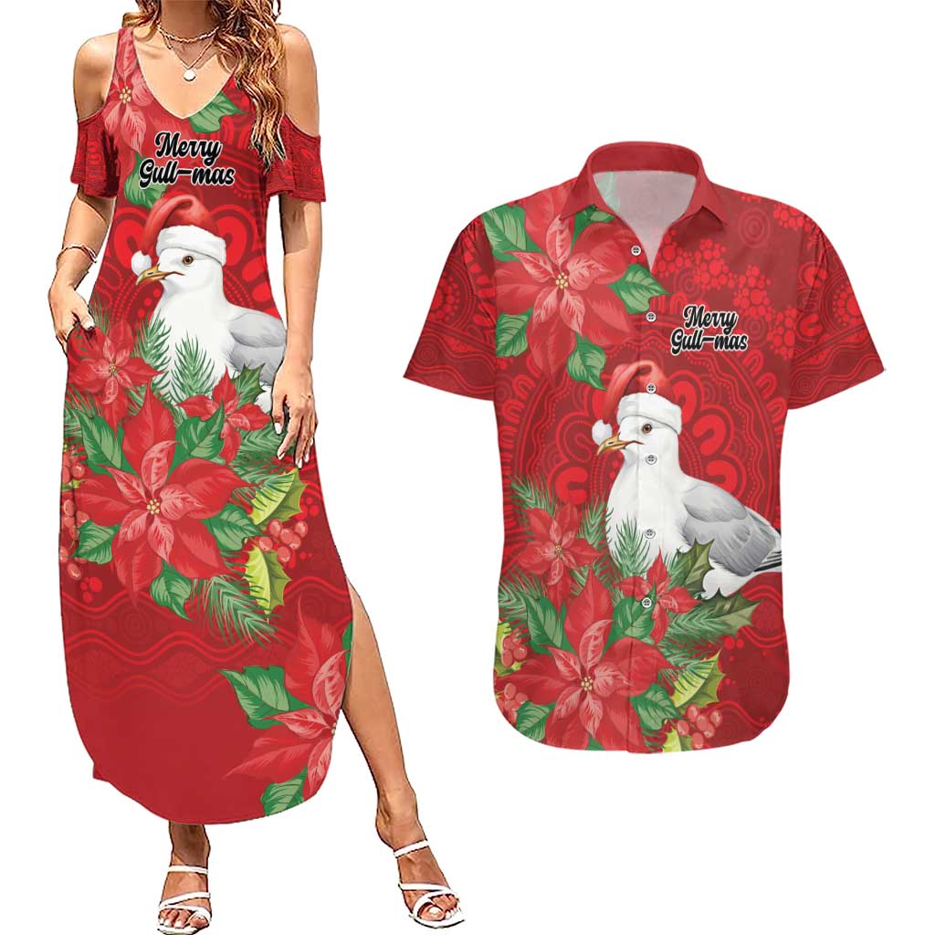 Australian Silver Gull Couples Matching Summer Maxi Dress and Hawaiian Shirt Aboriginal Inspired Christmas - Aussie Hoodie
