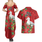 Australian Silver Gull Couples Matching Summer Maxi Dress and Hawaiian Shirt Aboriginal Inspired Christmas - Aussie Hoodie