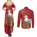 Australian Silver Gull Couples Matching Summer Maxi Dress and Long Sleeve Button Shirt Aboriginal Inspired Christmas - Aussie Hoodie