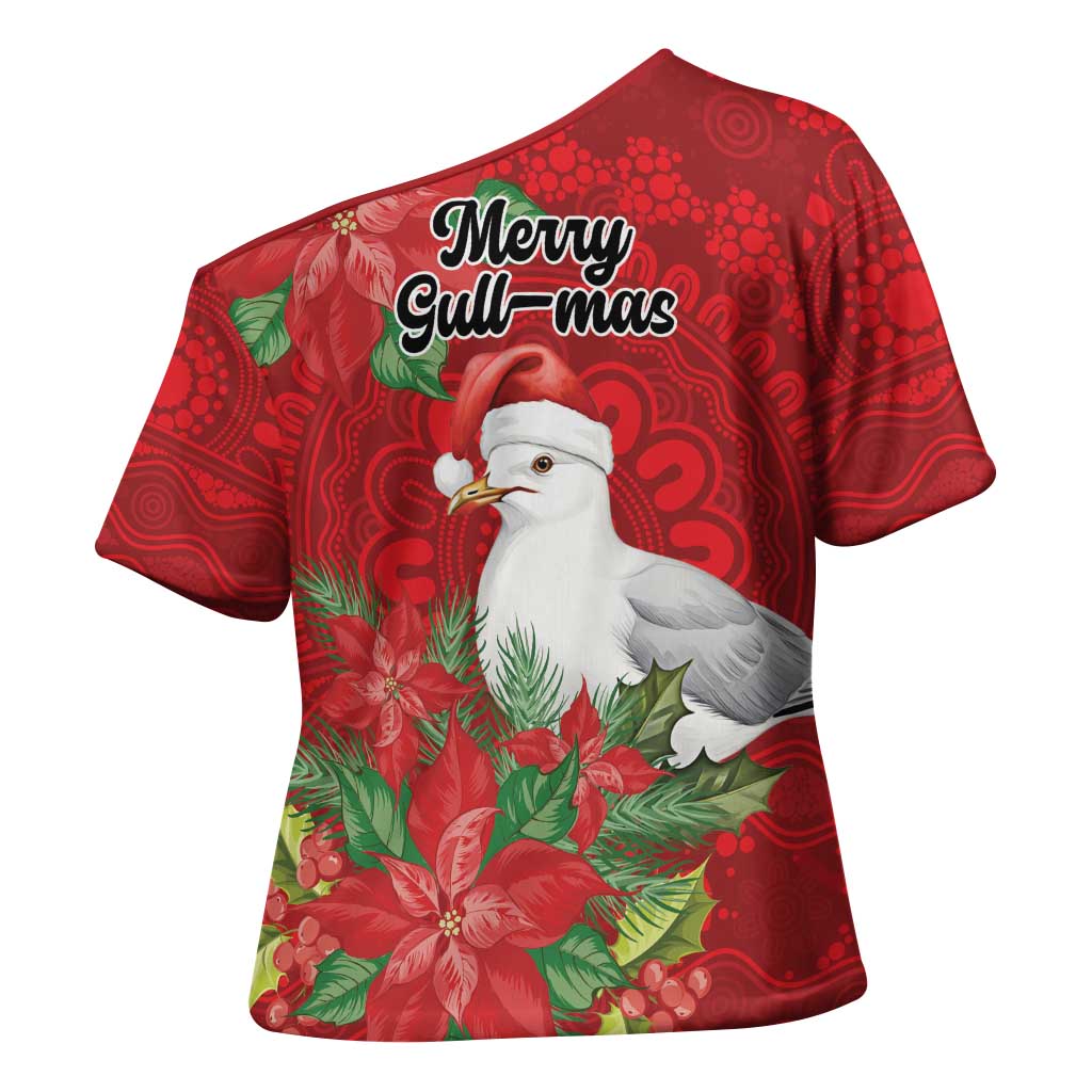 Australian Silver Gull Cross Shoulder Shirt Aboriginal Inspired Christmas - Aussie Hoodie