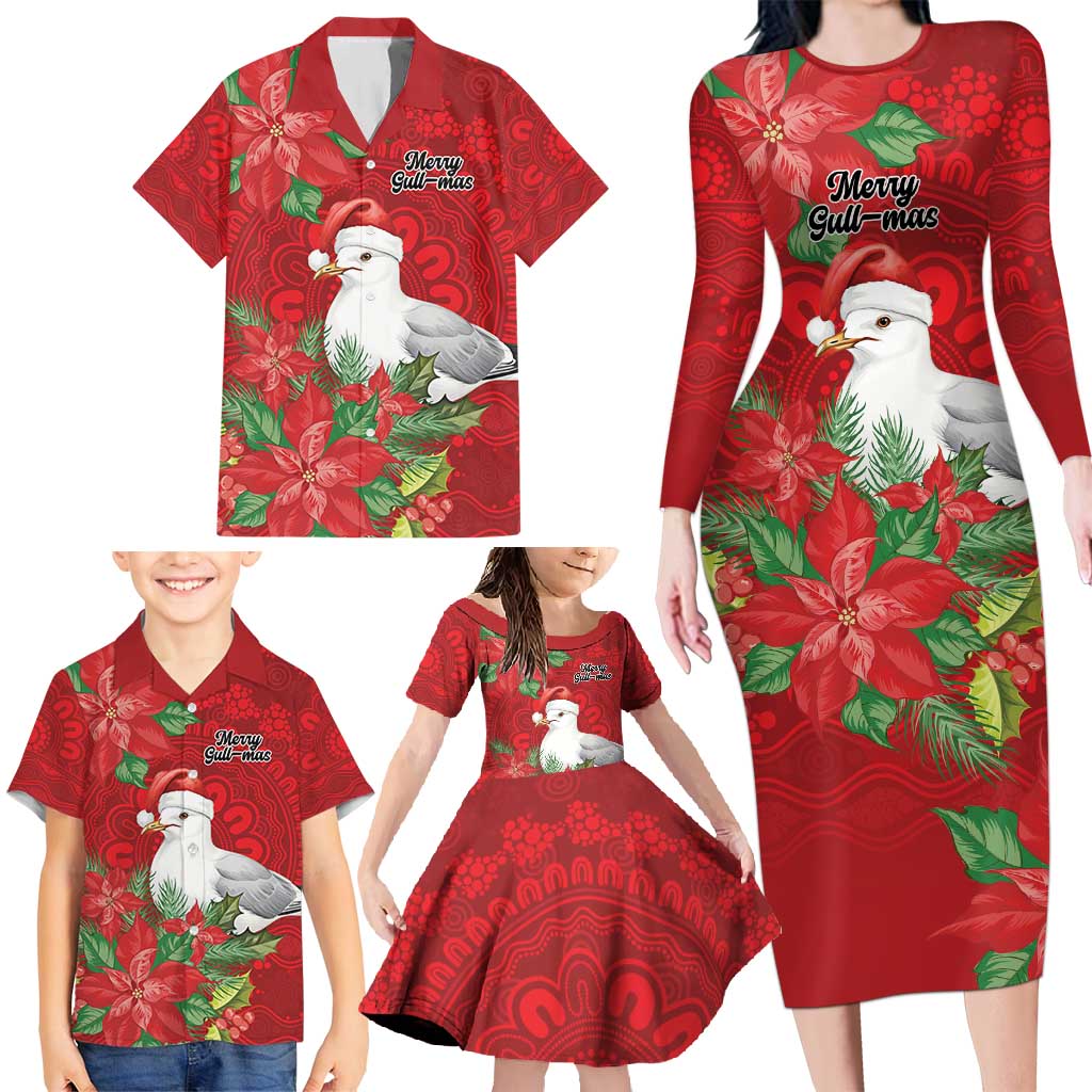 Australian Silver Gull Family Matching Long Sleeve Bodycon Dress and Hawaiian Shirt Aboriginal Inspired Christmas - Aussie Hoodie