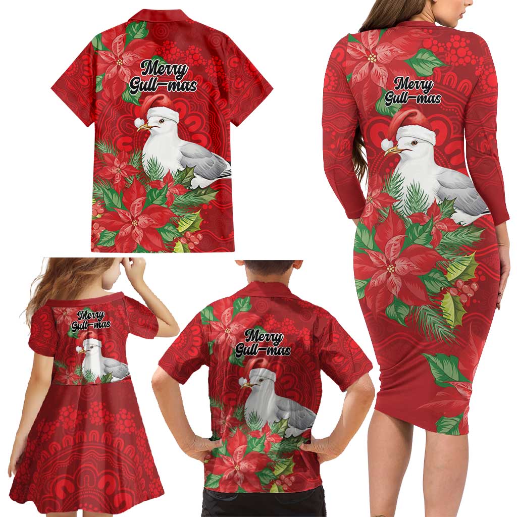 Australian Silver Gull Family Matching Long Sleeve Bodycon Dress and Hawaiian Shirt Aboriginal Inspired Christmas - Aussie Hoodie