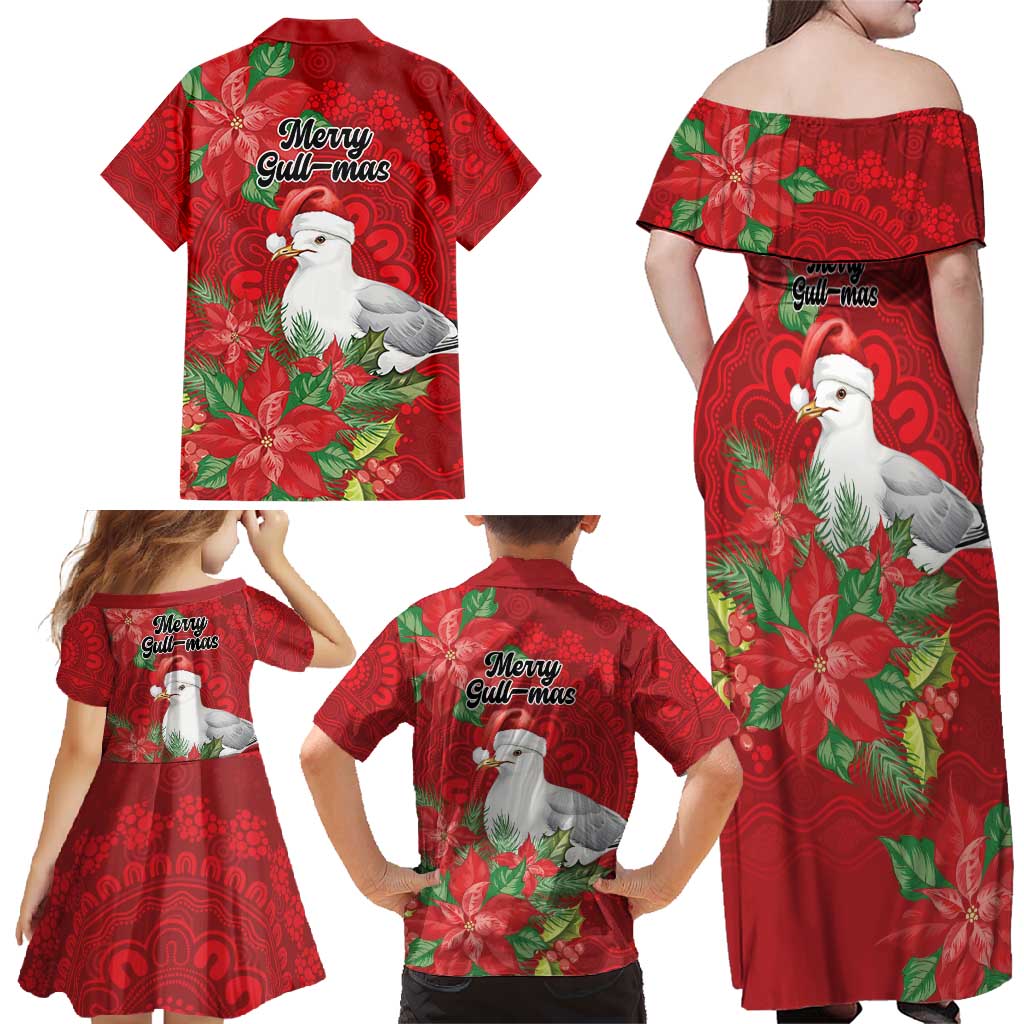 Australian Silver Gull Family Matching Off Shoulder Maxi Dress and Hawaiian Shirt Aboriginal Inspired Christmas - Aussie Hoodie