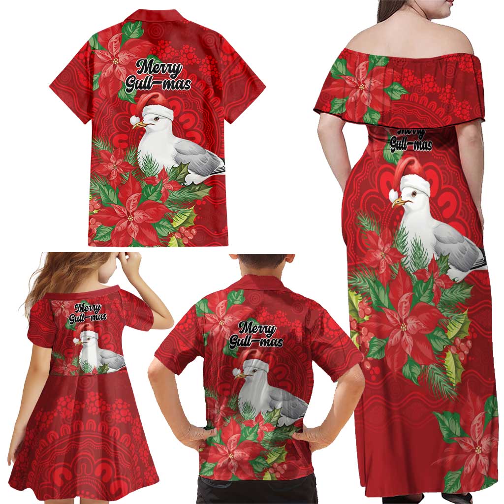 Australian Silver Gull Family Matching Off Shoulder Maxi Dress and Hawaiian Shirt Aboriginal Inspired Christmas - Aussie Hoodie