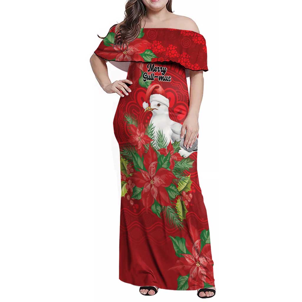 Australian Silver Gull Family Matching Off Shoulder Maxi Dress and Hawaiian Shirt Aboriginal Inspired Christmas - Aussie Hoodie