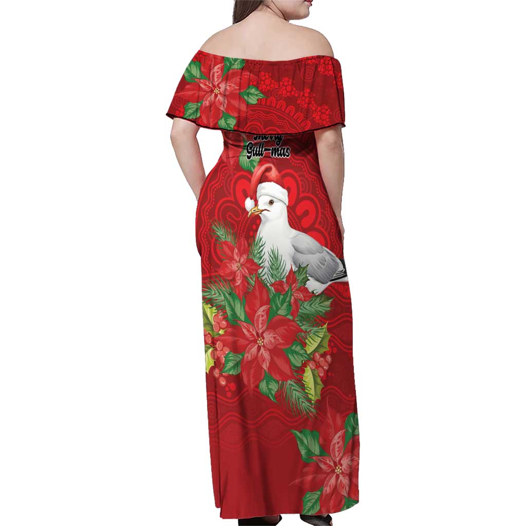 Australian Silver Gull Family Matching Off Shoulder Maxi Dress and Hawaiian Shirt Aboriginal Inspired Christmas - Aussie Hoodie