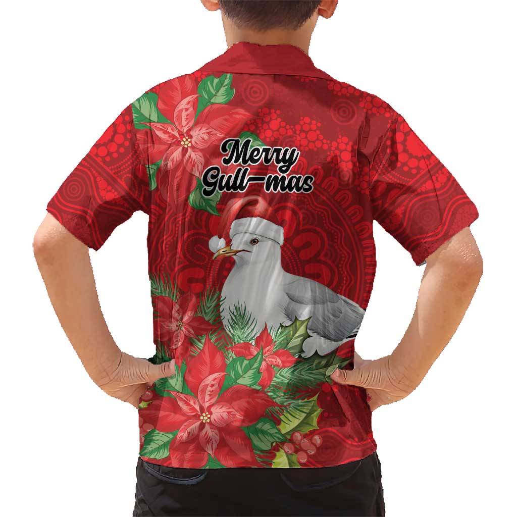 Australian Silver Gull Family Matching Off Shoulder Short Dress and Hawaiian Shirt Aboriginal Inspired Christmas - Aussie Hoodie