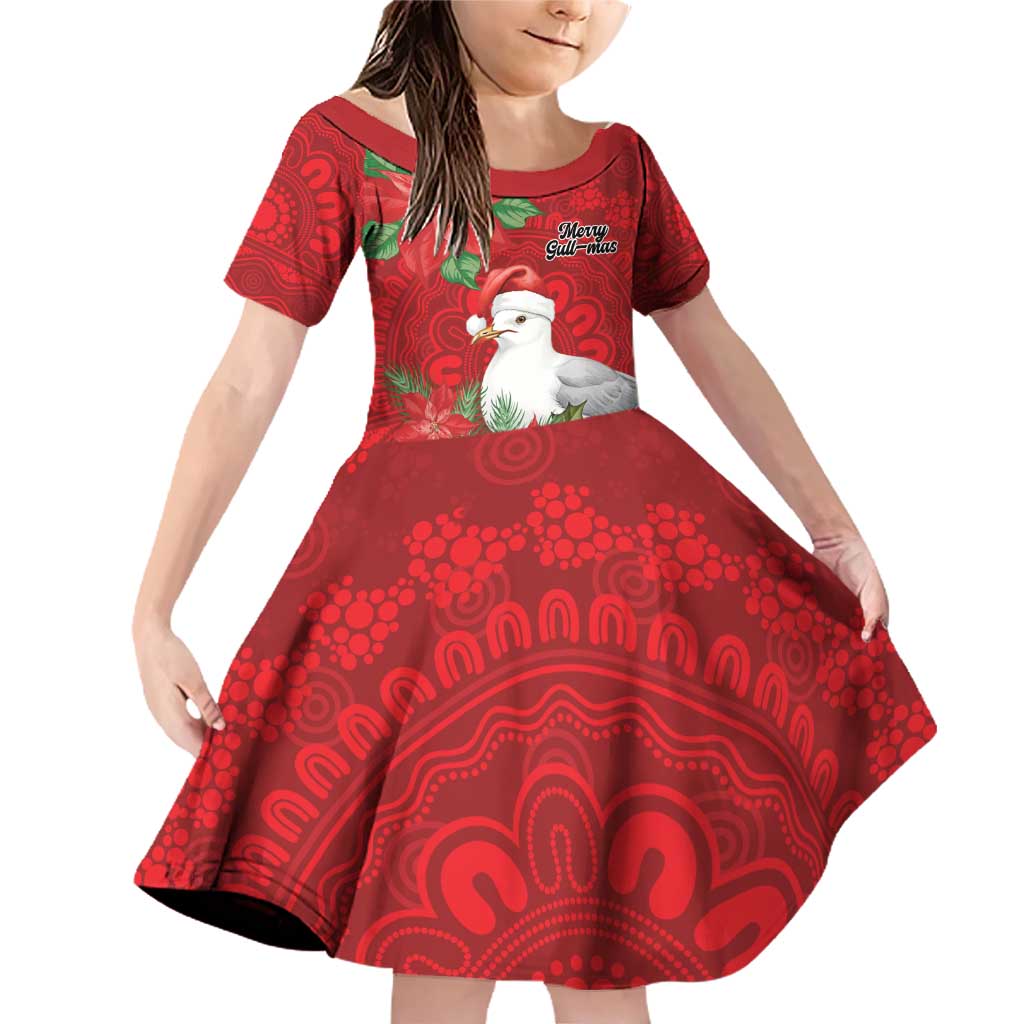 Australian Silver Gull Family Matching Off Shoulder Short Dress and Hawaiian Shirt Aboriginal Inspired Christmas - Aussie Hoodie