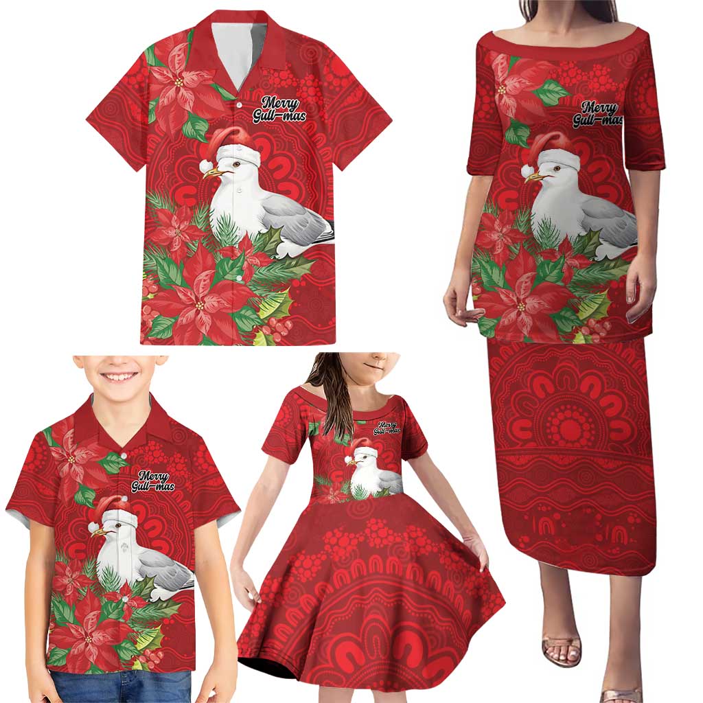 Australian Silver Gull Family Matching Puletasi and Hawaiian Shirt Aboriginal Inspired Christmas - Aussie Hoodie