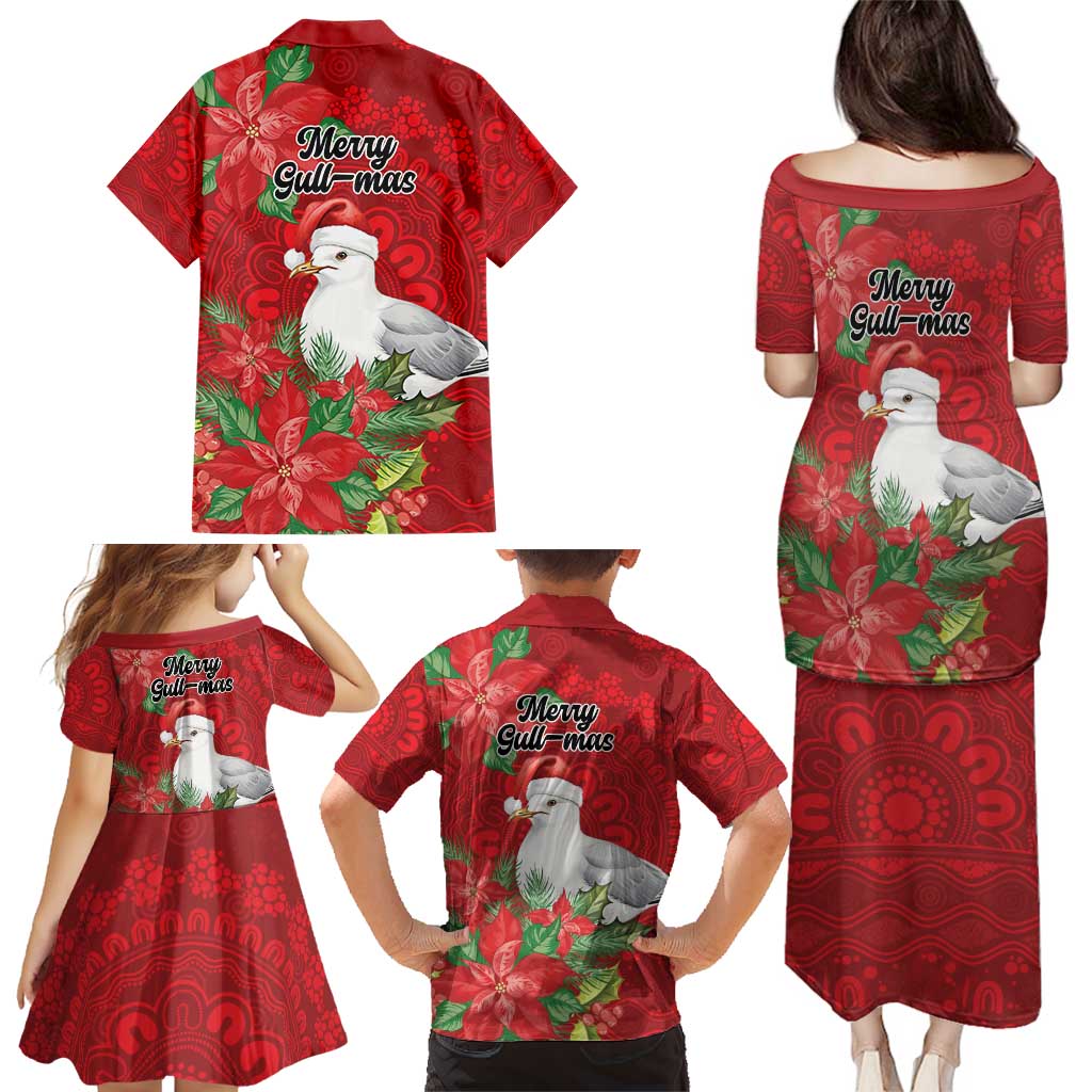 Australian Silver Gull Family Matching Puletasi and Hawaiian Shirt Aboriginal Inspired Christmas - Aussie Hoodie