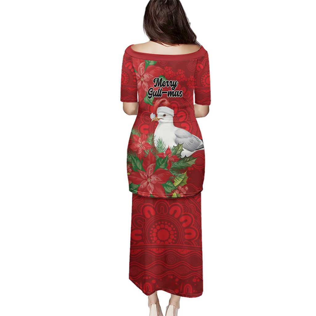 Australian Silver Gull Family Matching Puletasi and Hawaiian Shirt Aboriginal Inspired Christmas - Aussie Hoodie