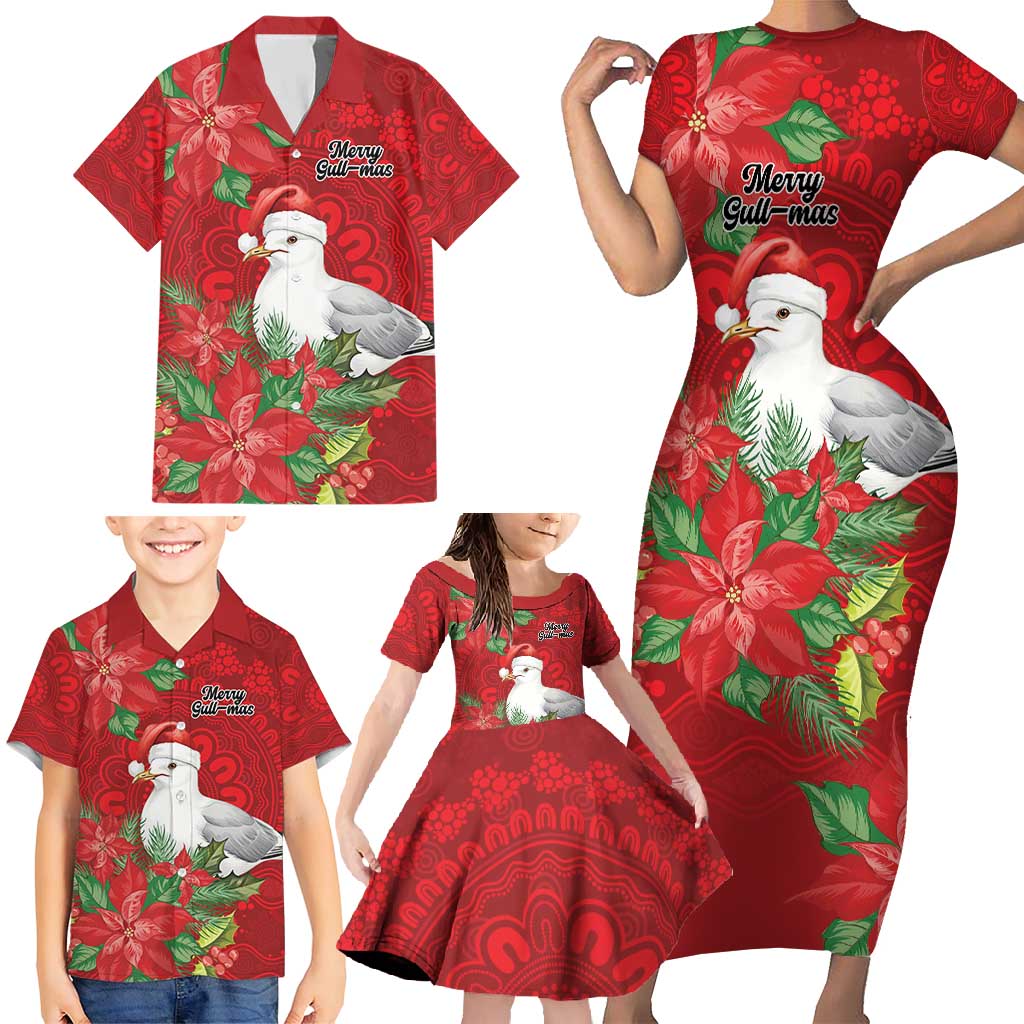 Australian Silver Gull Family Matching Short Sleeve Bodycon Dress and Hawaiian Shirt Aboriginal Inspired Christmas - Aussie Hoodie