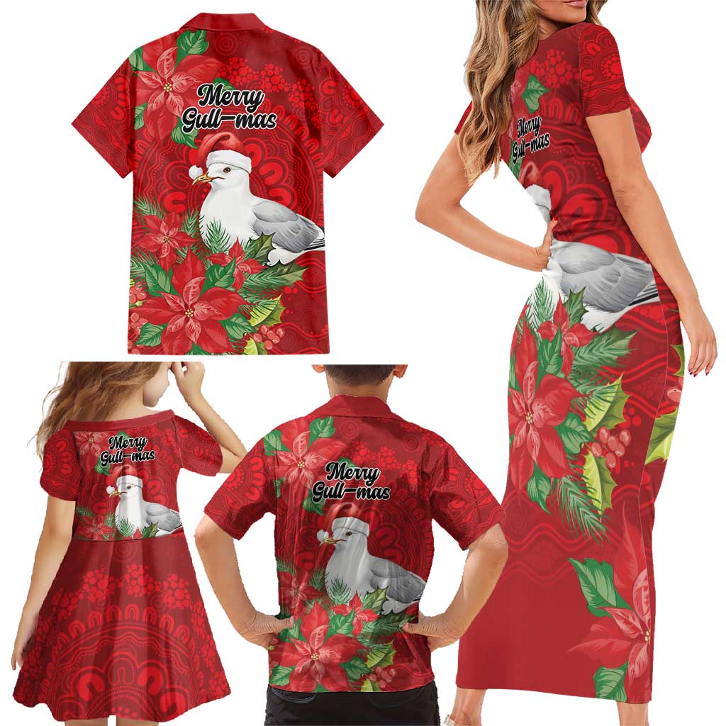 Australian Silver Gull Family Matching Short Sleeve Bodycon Dress and Hawaiian Shirt Aboriginal Inspired Christmas - Aussie Hoodie