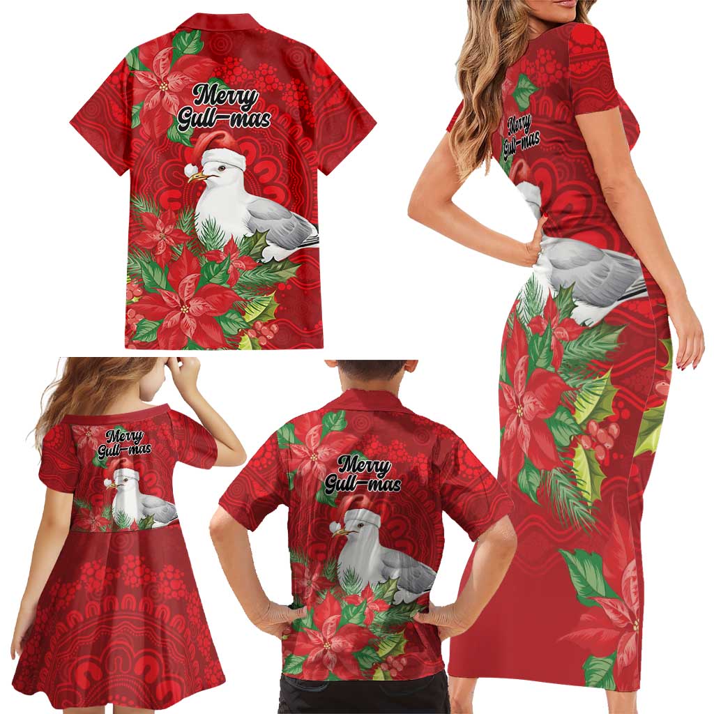 Australian Silver Gull Family Matching Short Sleeve Bodycon Dress and Hawaiian Shirt Aboriginal Inspired Christmas - Aussie Hoodie