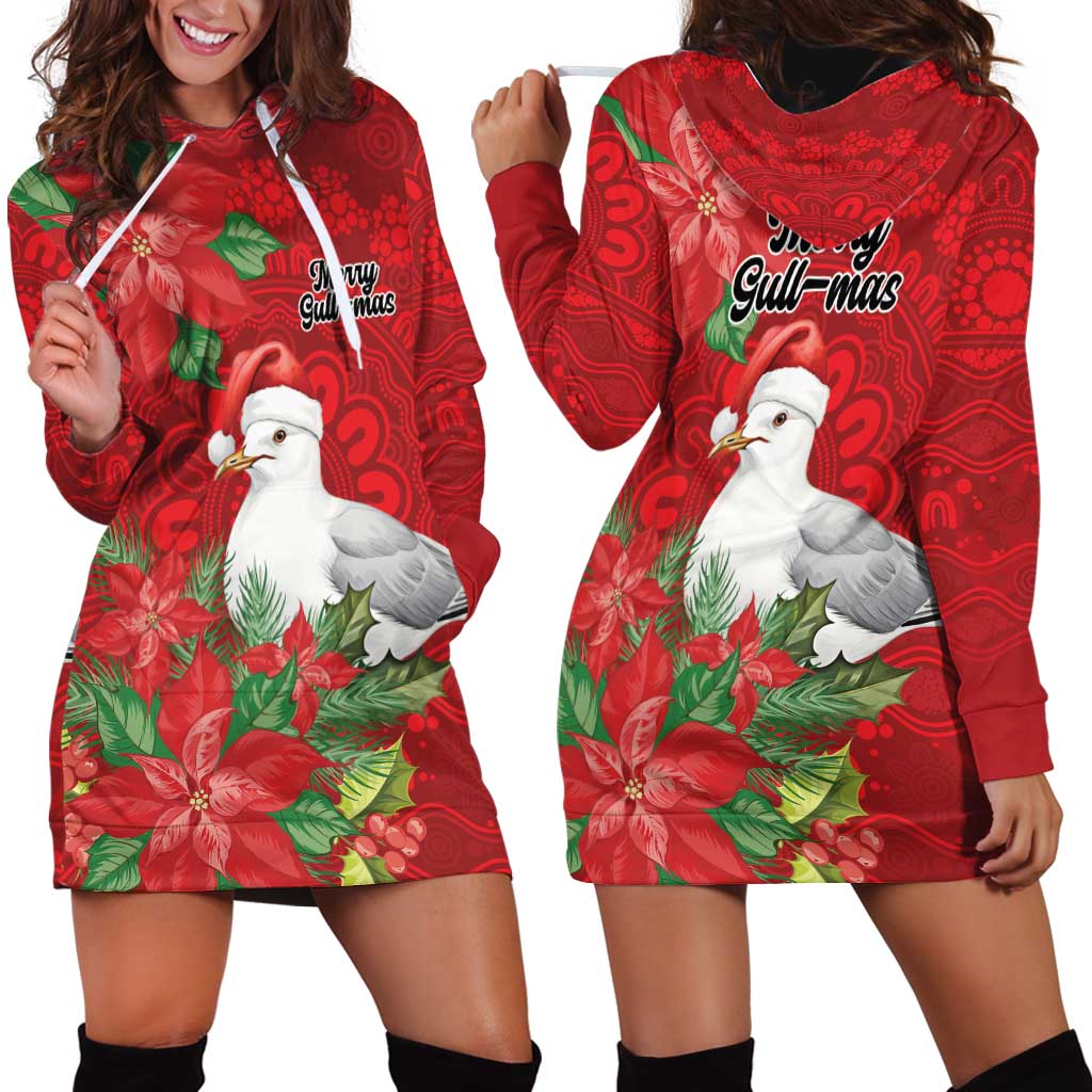 Australian Silver Gull Hoodie Dress Aboriginal Inspired Christmas - Aussie Hoodie