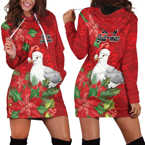 Australian Silver Gull Hoodie Dress Aboriginal Inspired Christmas - Aussie Hoodie