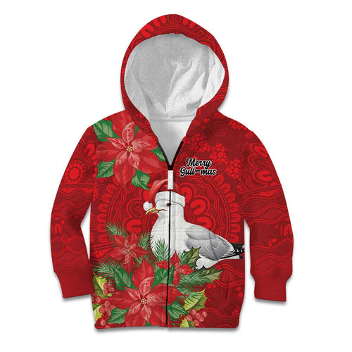 Australian Silver Gull Kid Hoodie Aboriginal Inspired Christmas - Aussie Hoodie