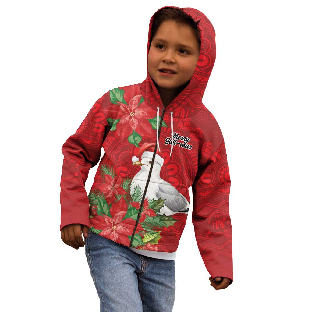 Australian Silver Gull Kid Hoodie Aboriginal Inspired Christmas - Aussie Hoodie