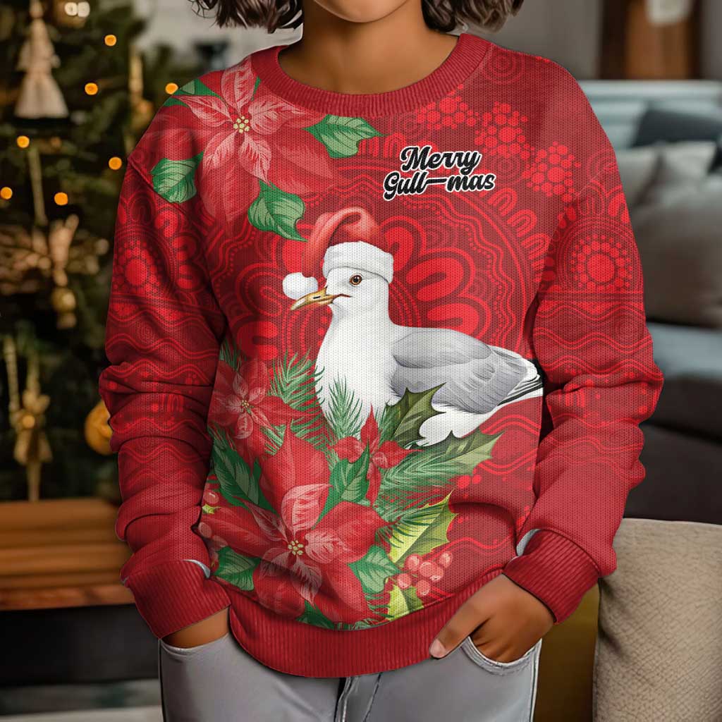 Australian Silver Gull Kid Ugly Christmas Sweater Aboriginal Inspired Christmas - Aussie Hoodie