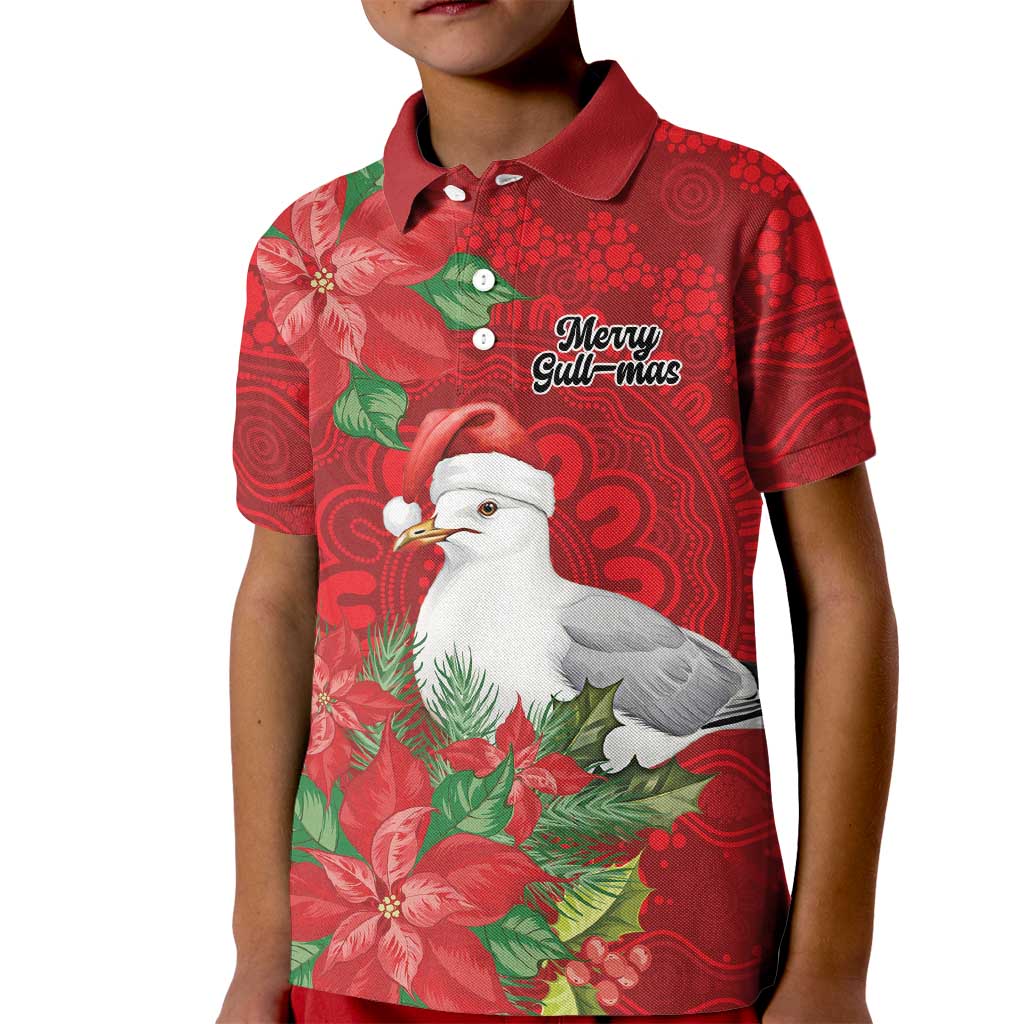 Australian Silver Gull Kid Polo Shirt Aboriginal Inspired Christmas - Aussie Hoodie