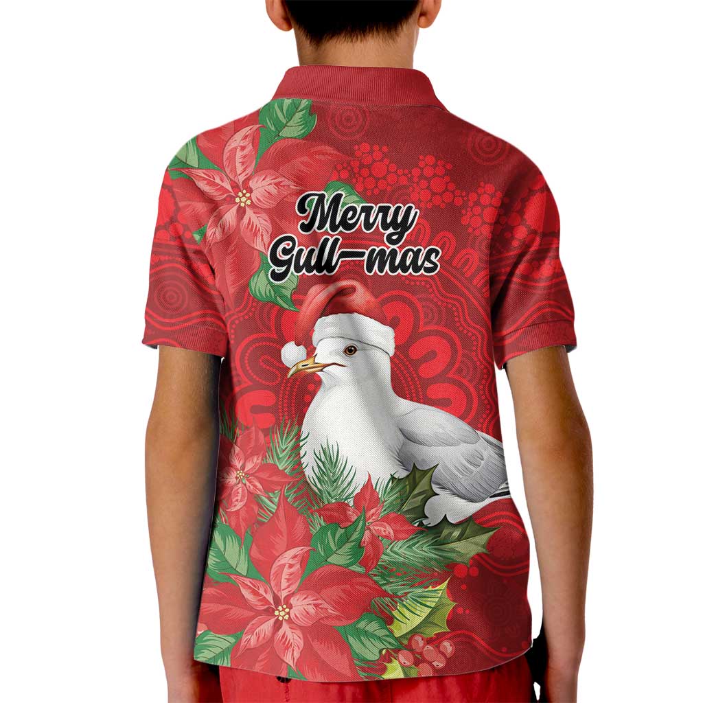 Australian Silver Gull Kid Polo Shirt Aboriginal Inspired Christmas - Aussie Hoodie