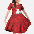 Australian Silver Gull Kid Short Sleeve Dress Aboriginal Inspired Christmas - Aussie Hoodie