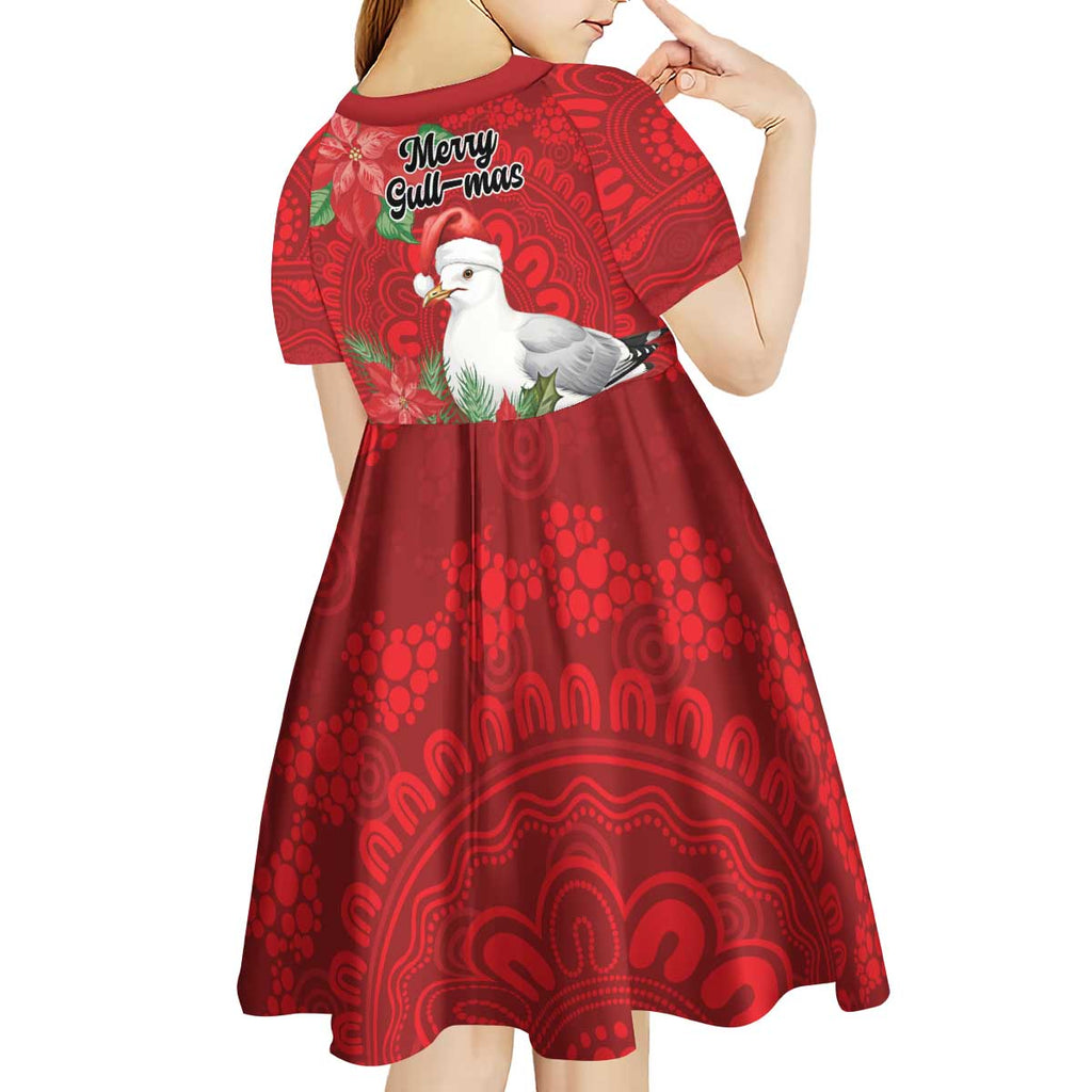Australian Silver Gull Kid Short Sleeve Dress Aboriginal Inspired Christmas - Aussie Hoodie