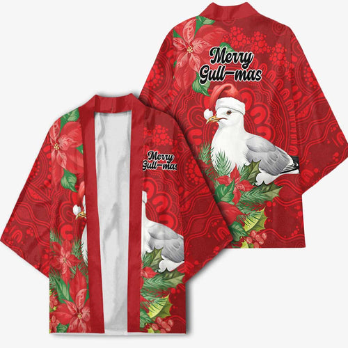 Australian Silver Gull Kimono Aboriginal Inspired Christmas - Aussie Hoodie