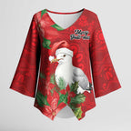 Australian Silver Gull Kimono Sleeve Blouse Aboriginal Inspired Christmas - Aussie Hoodie