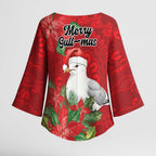 Australian Silver Gull Kimono Sleeve Blouse Aboriginal Inspired Christmas - Aussie Hoodie