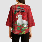 Australian Silver Gull Kimono Sleeve Blouse Aboriginal Inspired Christmas - Aussie Hoodie