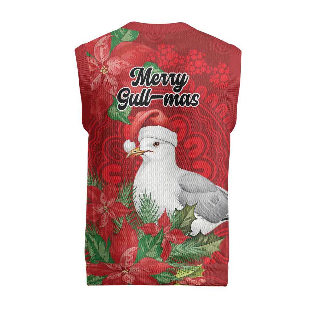Australian Silver Gull Christmas Knitted V-Neck Vest Aboriginal Inspired Christmas - Aussie Hoodie