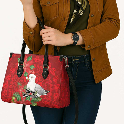 Australian Silver Gull Leather Bag Aboriginal Inspired Christmas - Aussie Hoodie