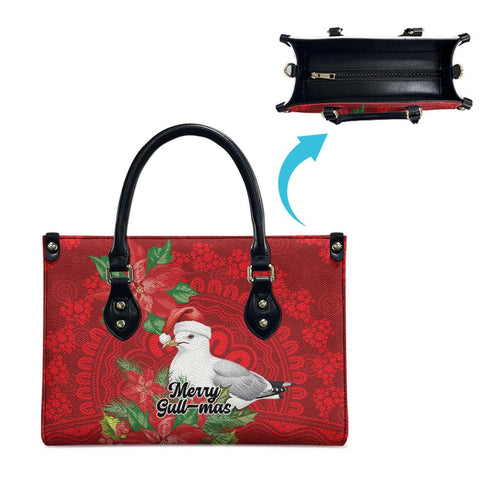 Australian Silver Gull Leather Bag Aboriginal Inspired Christmas - Aussie Hoodie