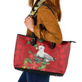 Australian Silver Gull Leather Tote Bag Aboriginal Inspired Christmas - Aussie Hoodie