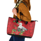 Australian Silver Gull Leather Tote Bag Aboriginal Inspired Christmas - Aussie Hoodie