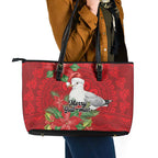 Australian Silver Gull Leather Tote Bag Aboriginal Inspired Christmas - Aussie Hoodie