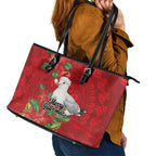 Australian Silver Gull Leather Tote Bag Aboriginal Inspired Christmas - Aussie Hoodie