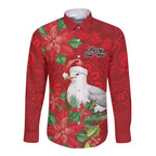 Australian Silver Gull Long Sleeve Button Shirt Aboriginal Inspired Christmas - Aussie Hoodie
