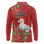 Australian Silver Gull Long Sleeve Polo Shirt Aboriginal Inspired Christmas - Aussie Hoodie