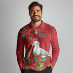 Australian Silver Gull Long Sleeve Polo Shirt Aboriginal Inspired Christmas - Aussie Hoodie