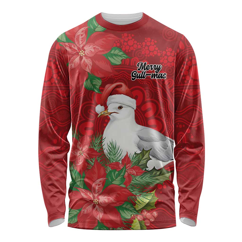 Australian Silver Gull Long Sleeve Shirt Aboriginal Inspired Christmas - Aussie Hoodie