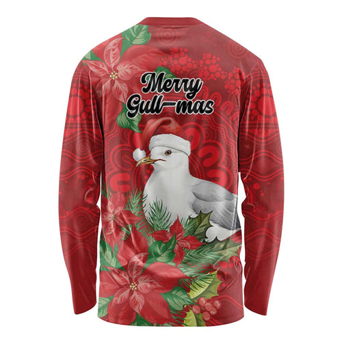 Australian Silver Gull Long Sleeve Shirt Aboriginal Inspired Christmas - Aussie Hoodie
